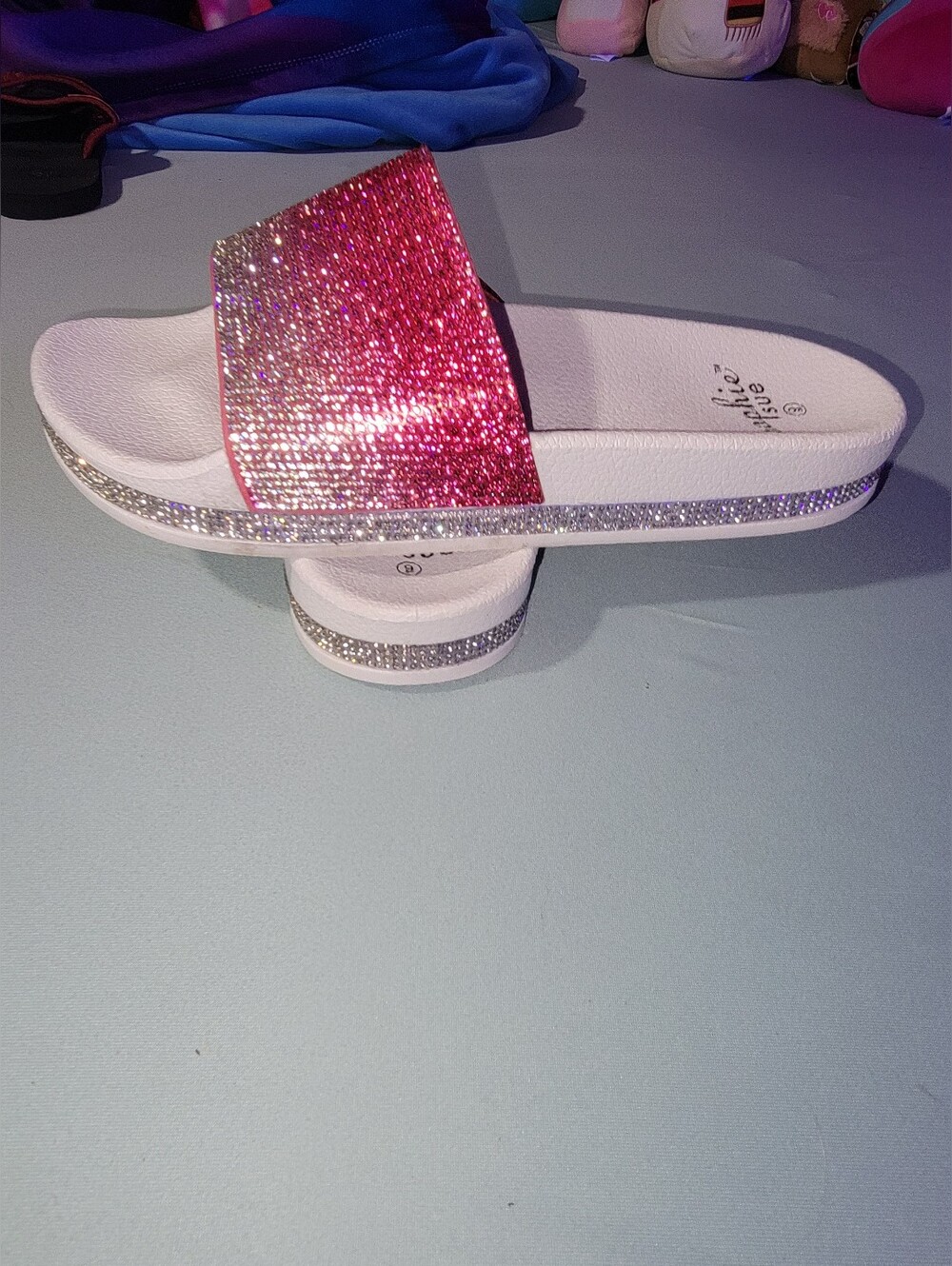 Sparkling Pink Slide Sandals with Rhinestone Upper NWOT - Picture 4 of 5
